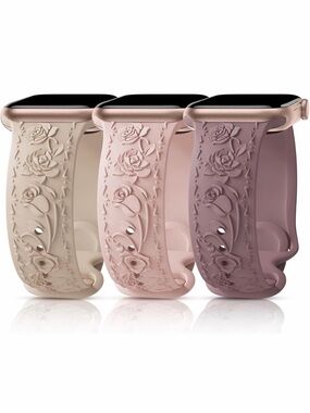 Floral Embossed Silicone Watch Bands - Pink & Plum Set